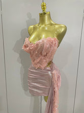 2025New Sexy Pink Sequin Strapless 2 Pieces Bodycon Mini Dress Women Celebrate Birthday Party Bar Singer Nightclub Stage Costume